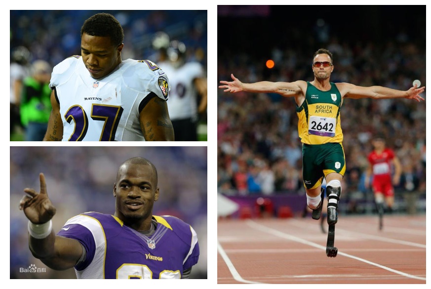 其中包括殴打未婚妻的美橄榄球运动员ray rice,虐待自己儿子的美